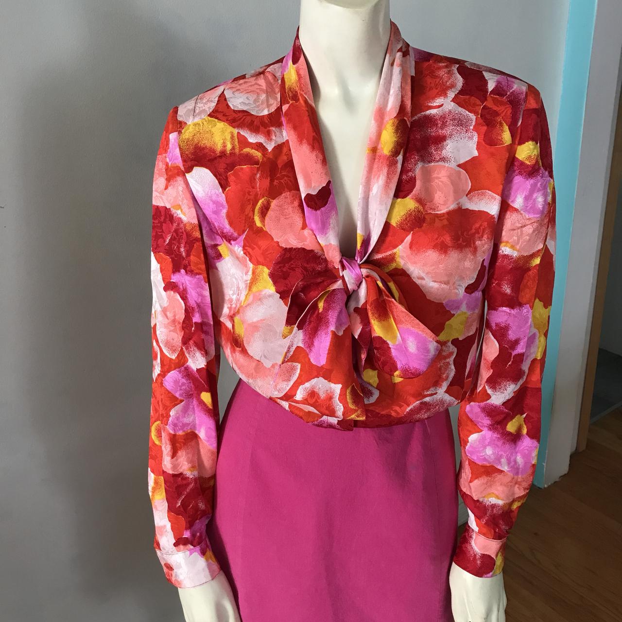 American Vintage Women's Pink and Red Blouse | Depop