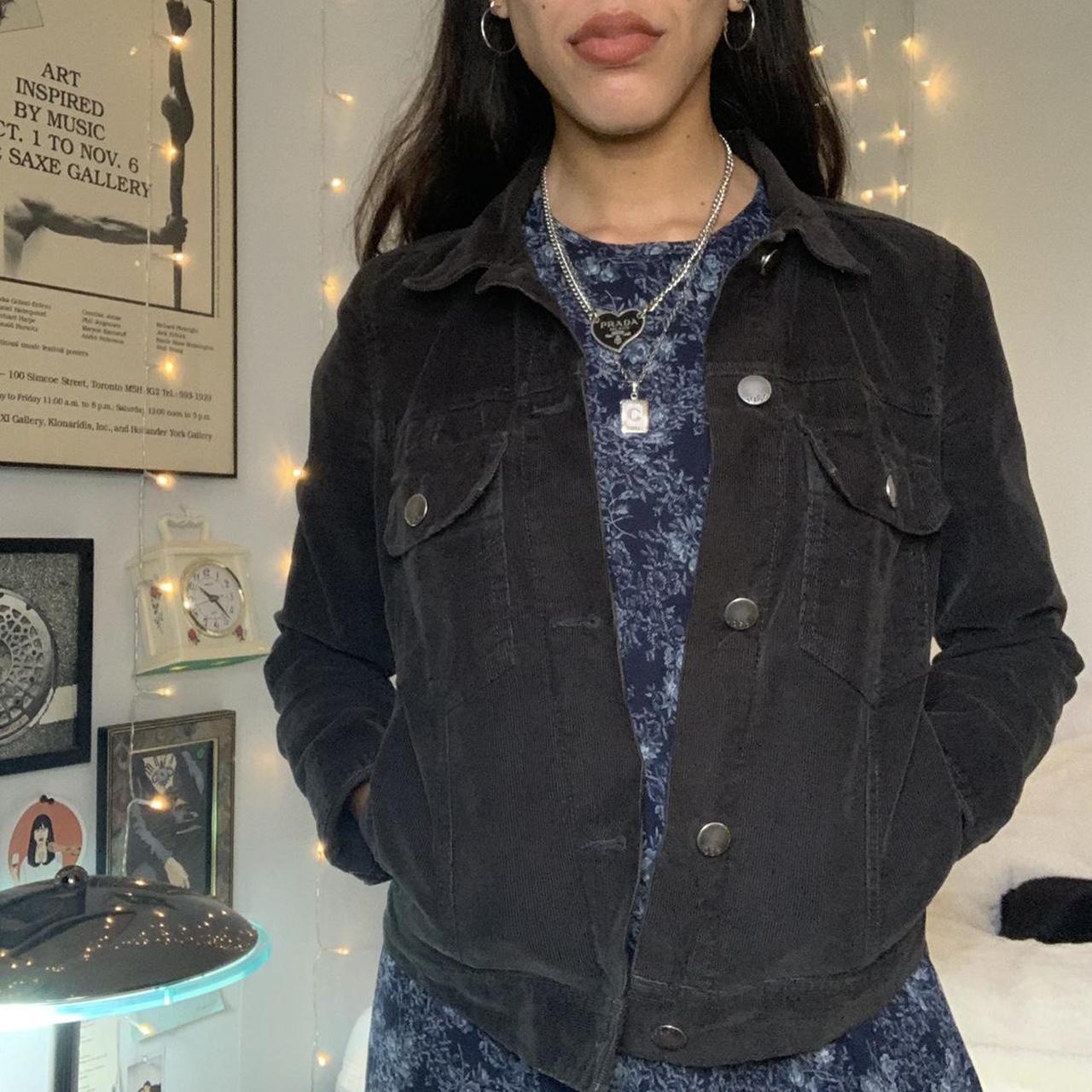 80s old gap corduroy black denim jacket