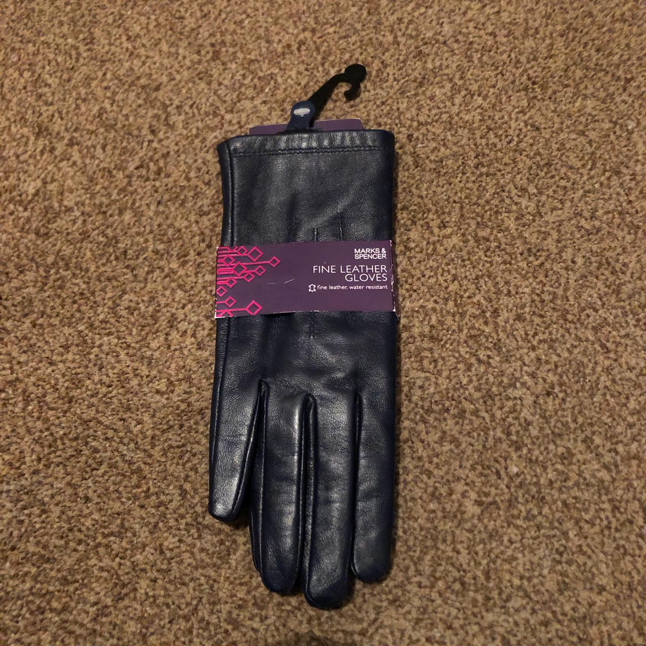 Marks & Spenser Blue Fine Leather Gloves in a size... Depop