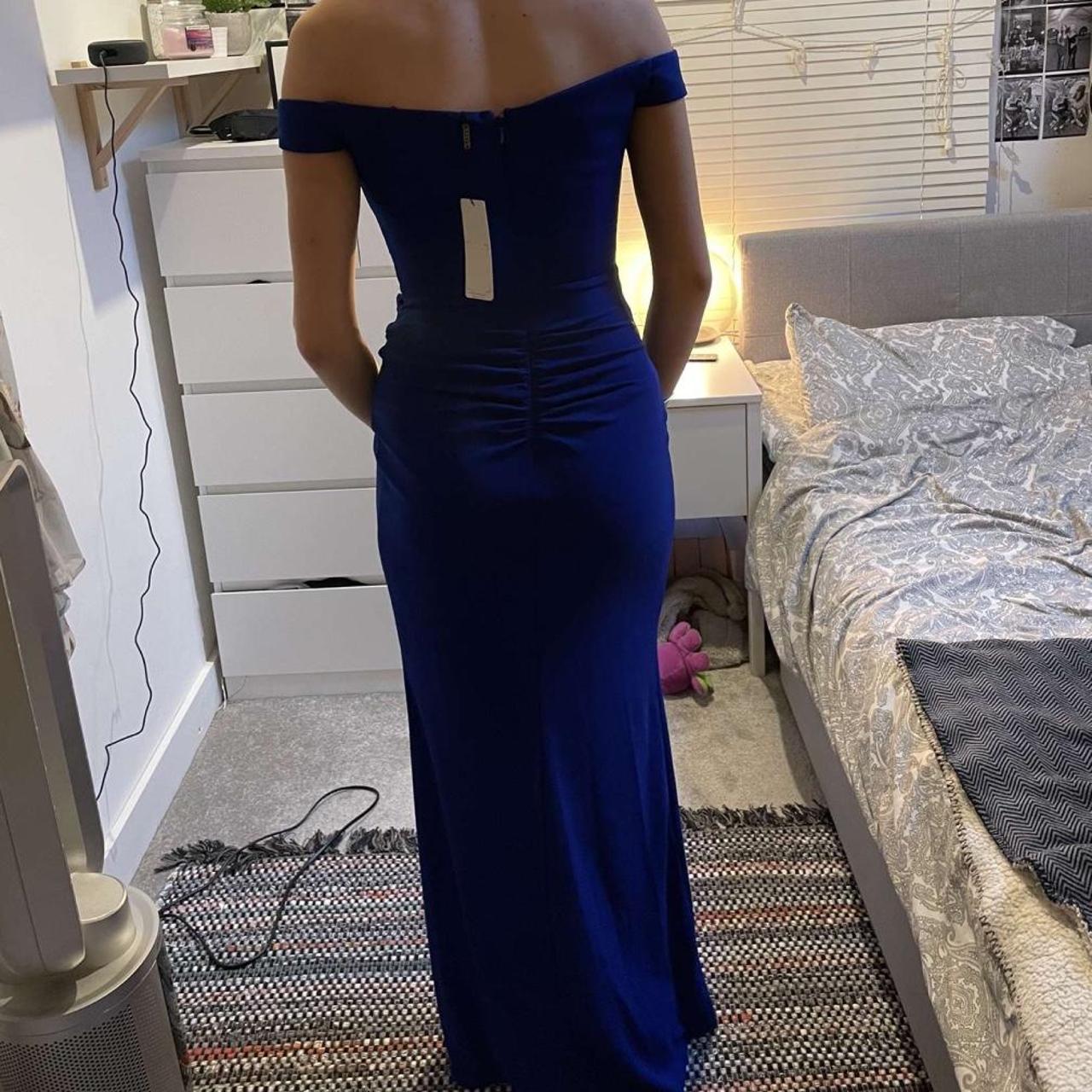 dark blue / navy evening maxi dress / formal prom... - Depop