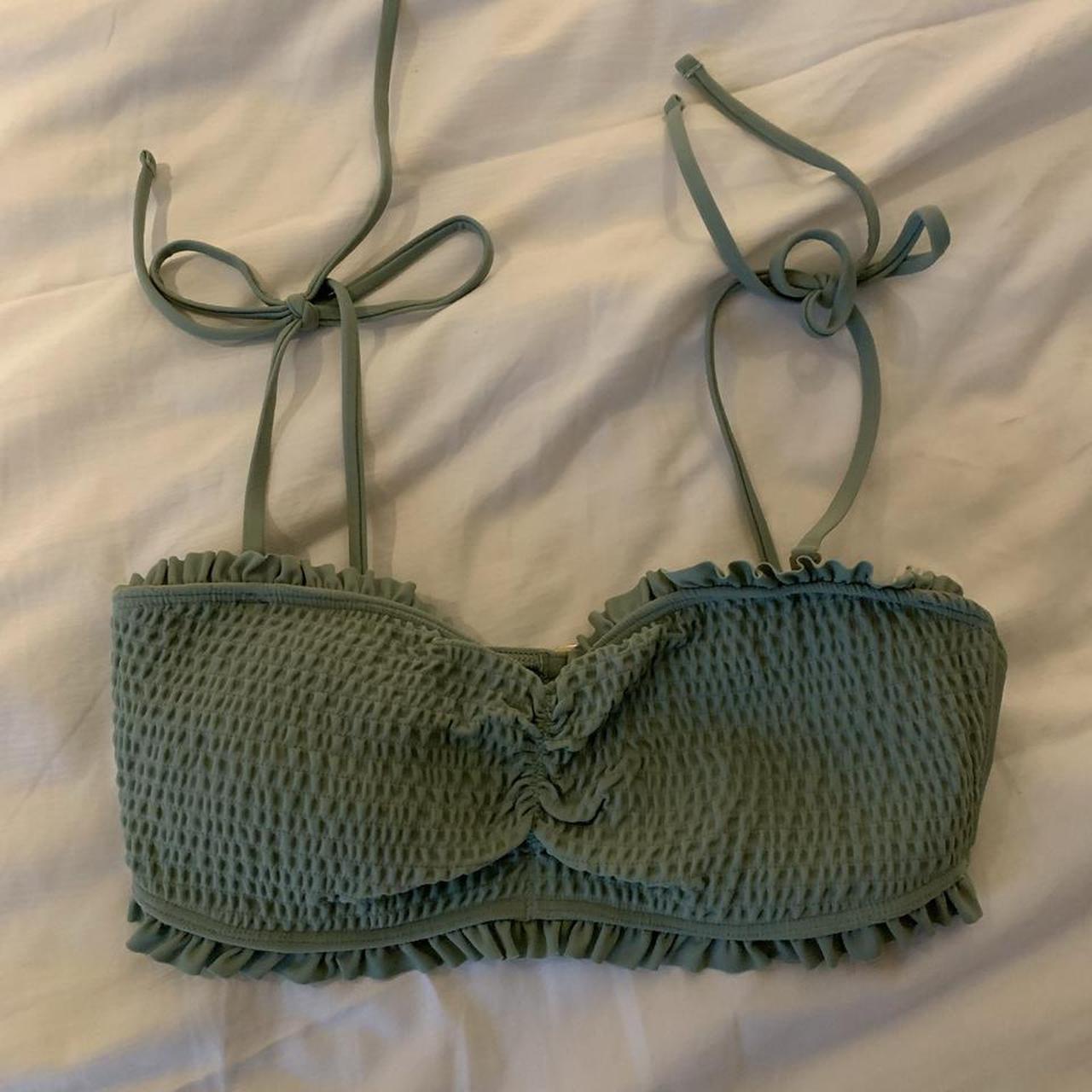 Sage green green hollister waffle bikini top ☆fits... Depop