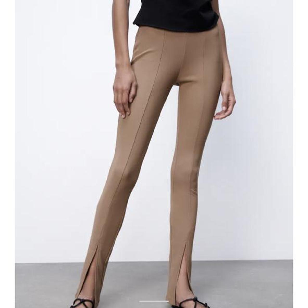 free shipping! ZARA NWT hi rise slit ribbed leggings... Depop