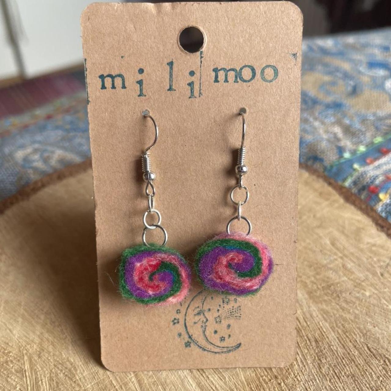 swirl hippy felt earrings super lightweight!