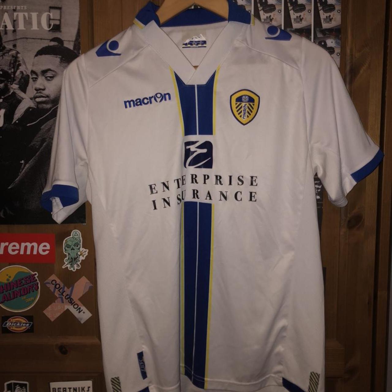 leeds united home kit jersey enterprise insurance... - Depop