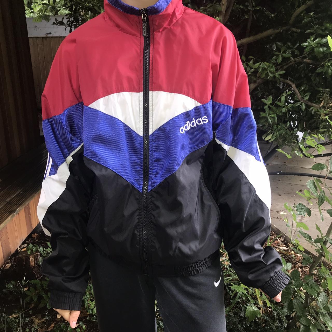 adidas track jacket red white blue