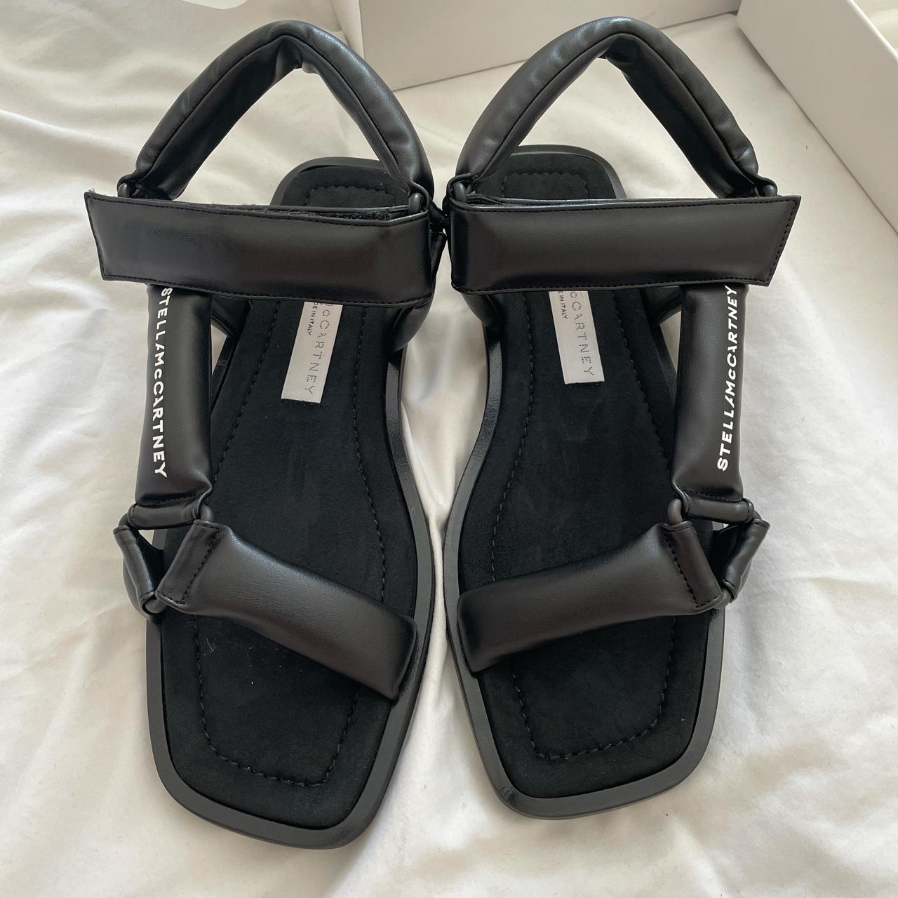 Stella McCartney vegan leather black sandals size... - Depop