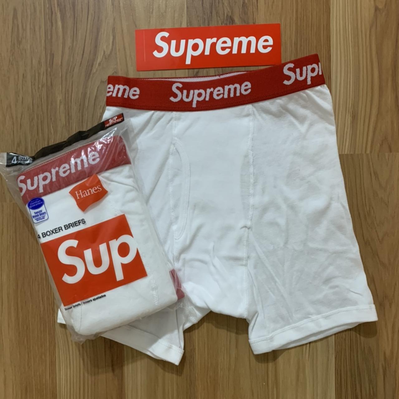 Supreme Men's 100% Authentic Single Pack White Boxer Briefs – Spotted  Clothing