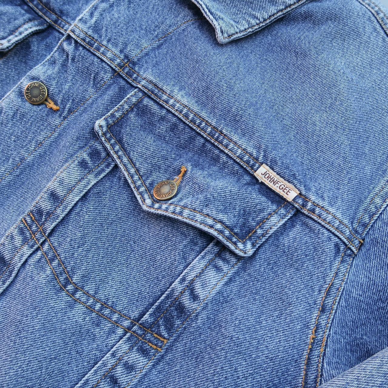 Vintage denim jacket - 90s - blue - XL Brande John... - Depop