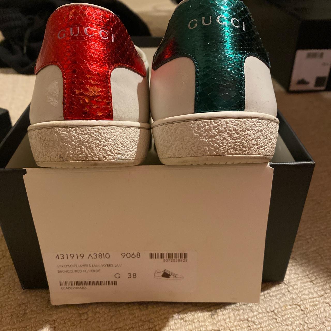 Gucci Tennis Slip on Red bottoms + great shape. - Depop