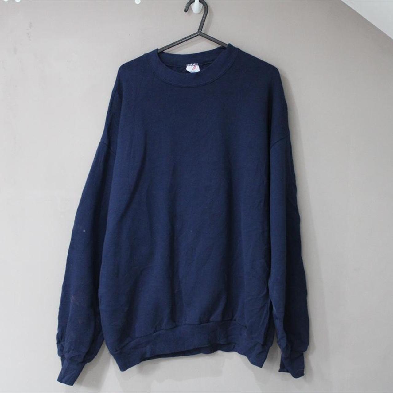 plain navy blue crewneck sweatshirt