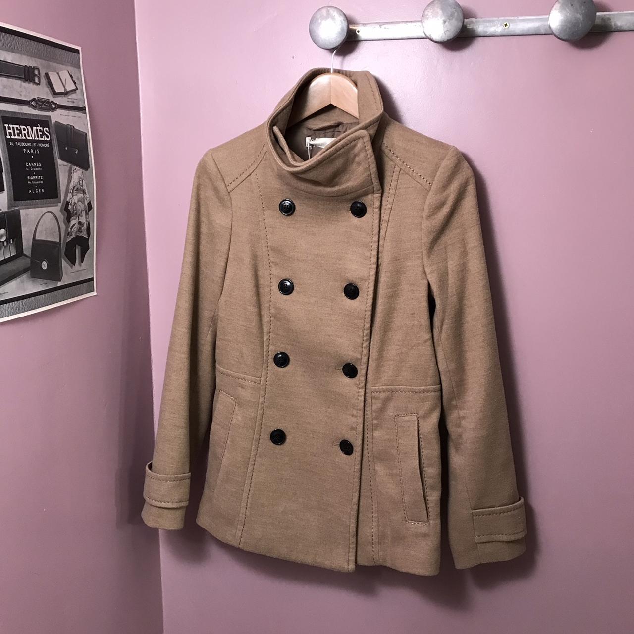 H&m Camel Coloured Coatigan HM Camel Coloured Military Style