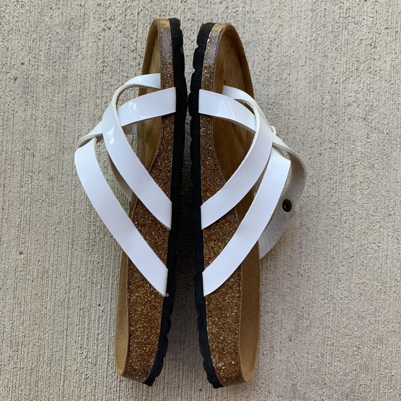 Custom LV Birkenstock Arizona White Sandals Upper - Depop