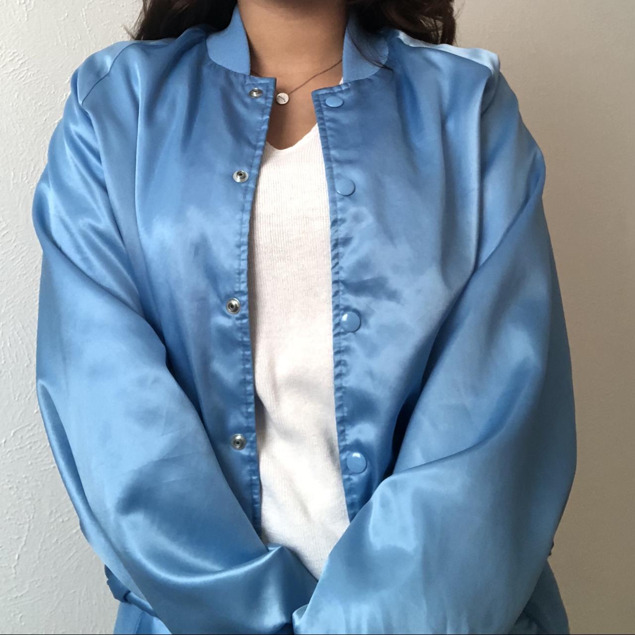 Vintage baby blue satin jacket, I love this but...