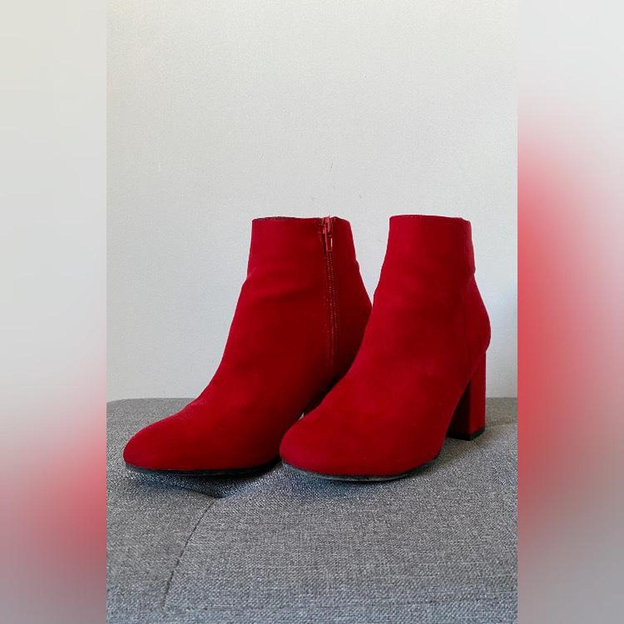 New Look red suede heeled boots. Ideal with jeans... - Depop