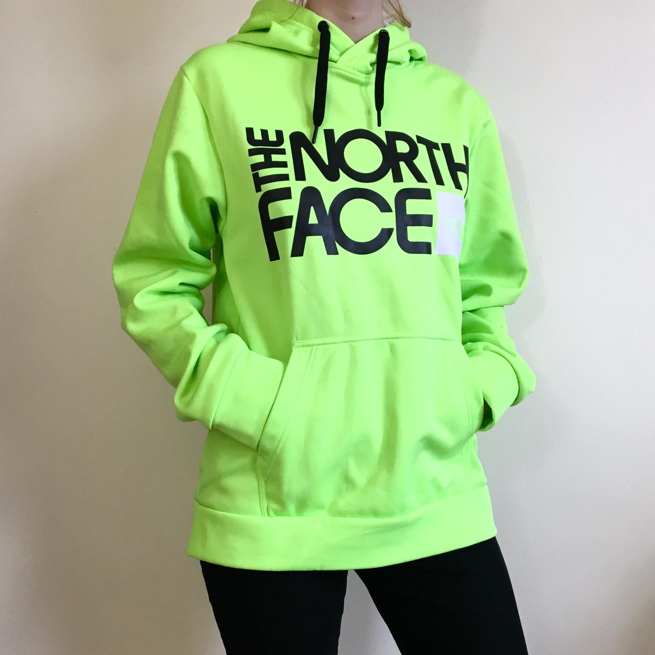neon green north face hoodie