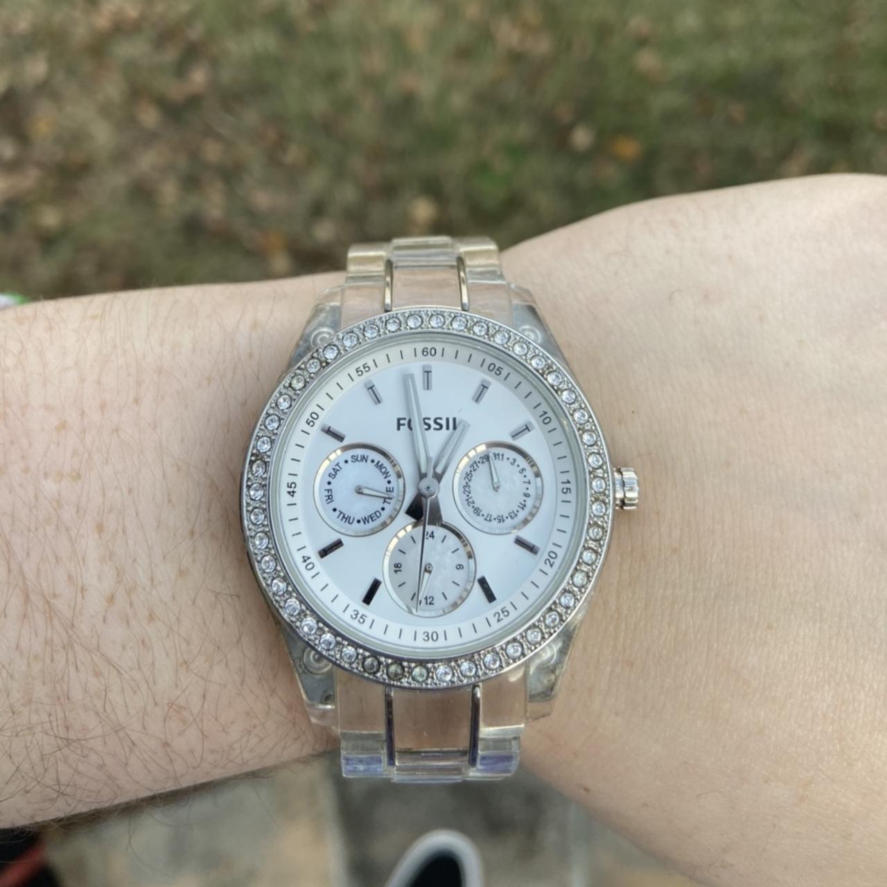 Fossil watch clear on sale band