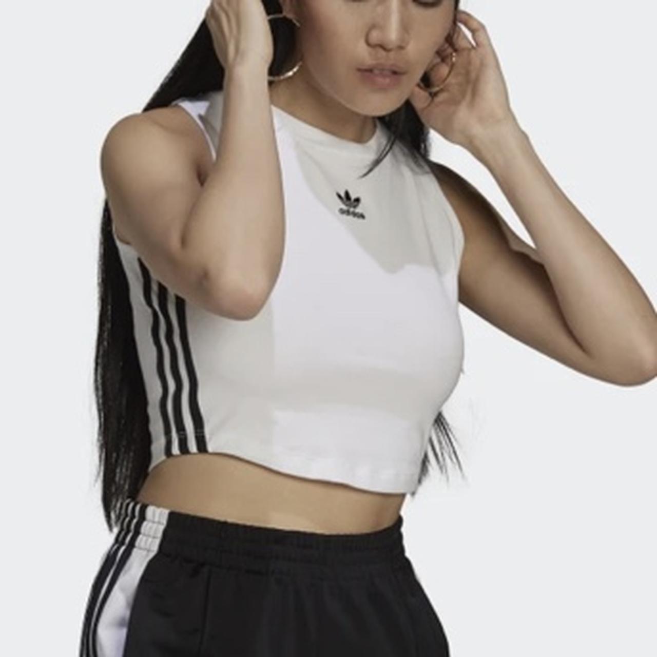 Adidas Women's Black and White Croptop Depop