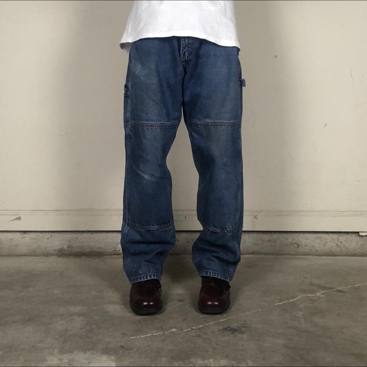 Y2K Double Knee Carpenter Denim Jeans Pants Mens... - Depop