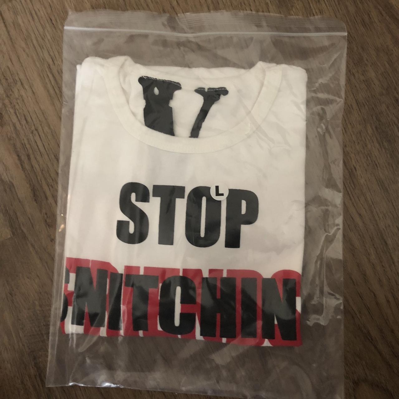 Item: Vlone Friends Stop Snitching Tee Size:... - Depop