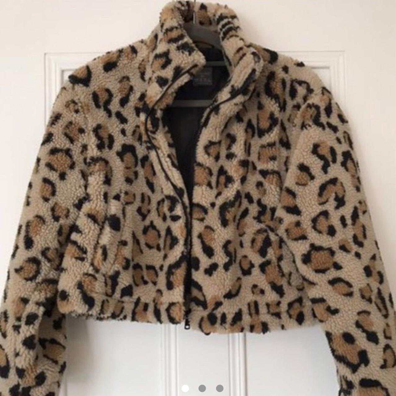 Primark cropped fluffy leopard print jacket