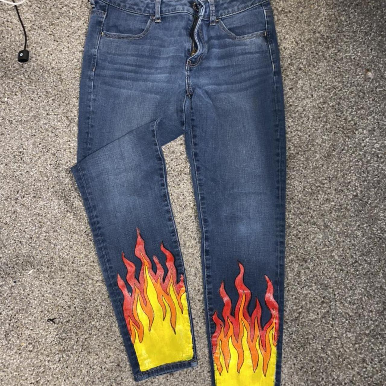 Flame painted American Eagle jeans! Super