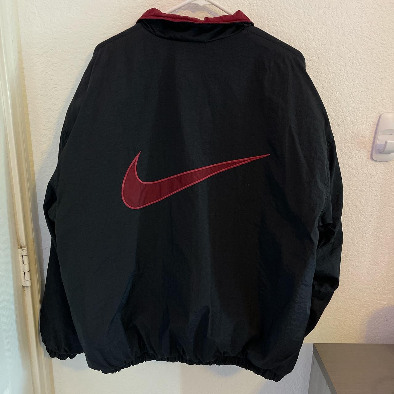 REVERSIBLE Nike puffer jacket with black and red... - Depop