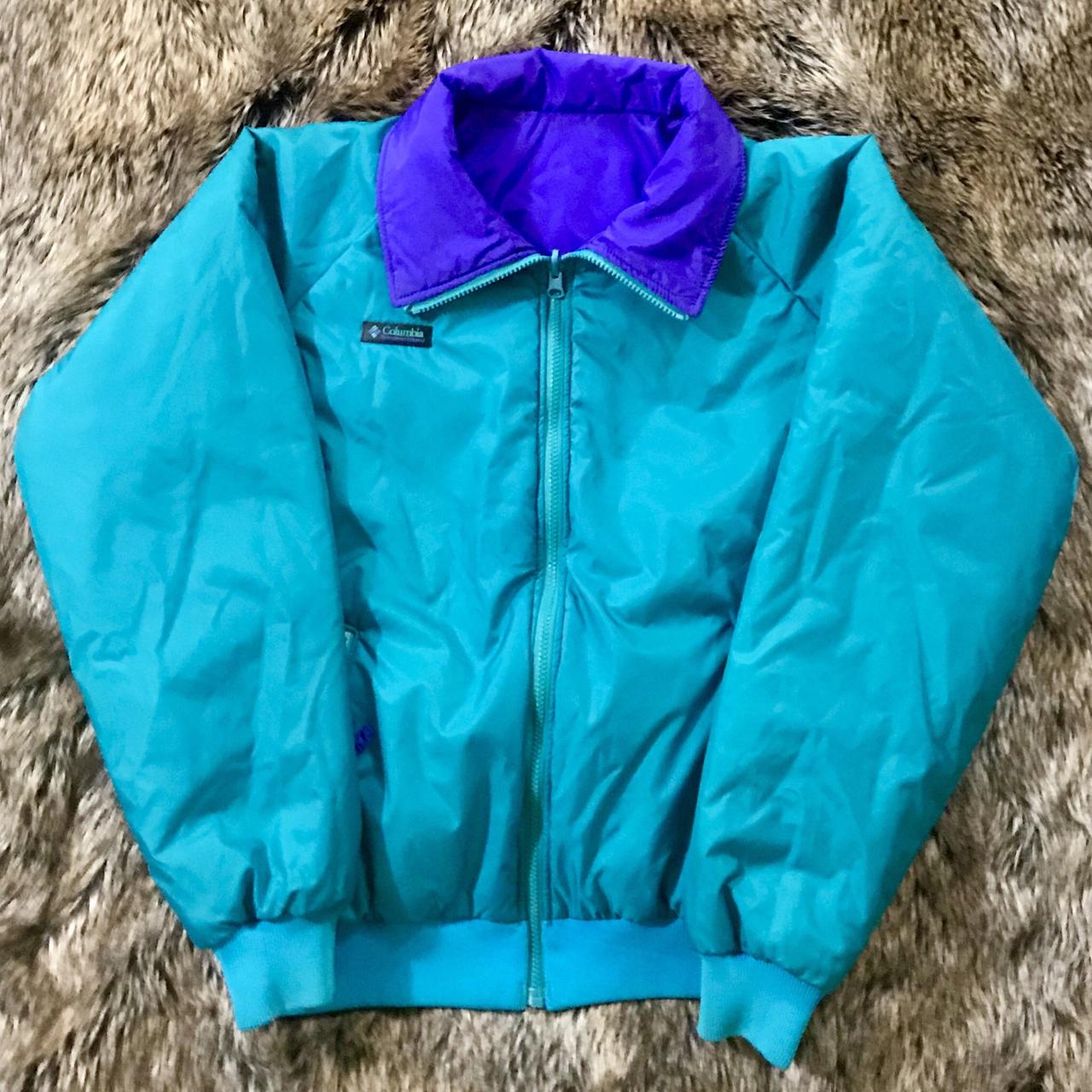 Sick vintage retro reversible Columbia teal and... - Depop