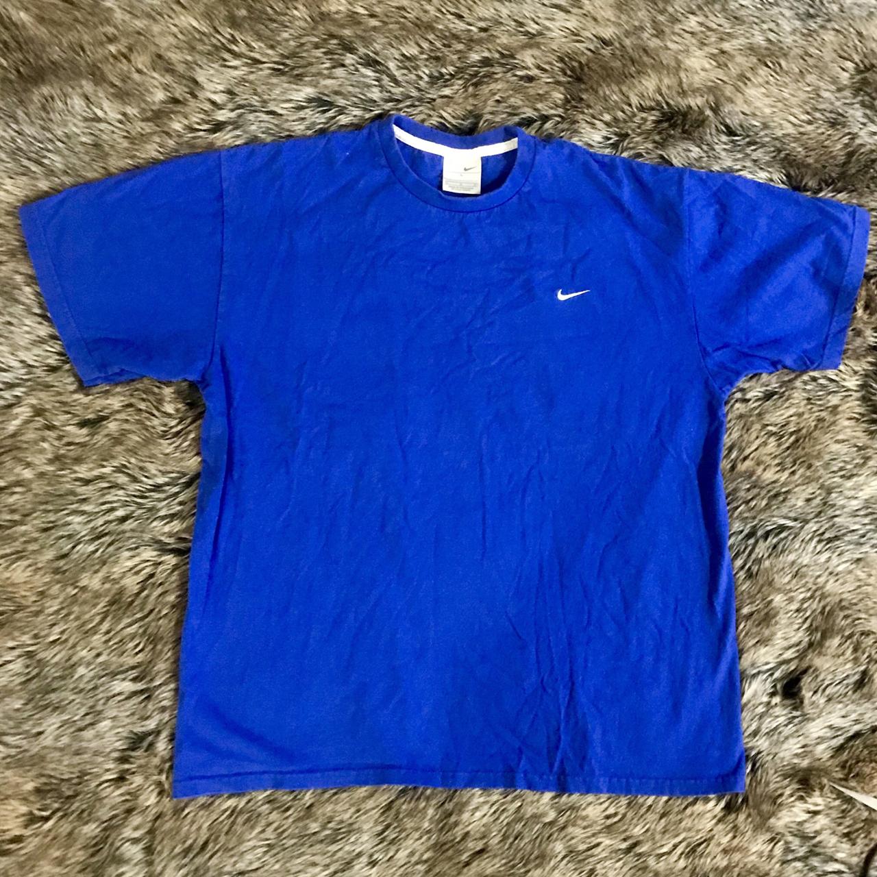 Blue embroidered Nike logo t shirt Men’s size large... - Depop