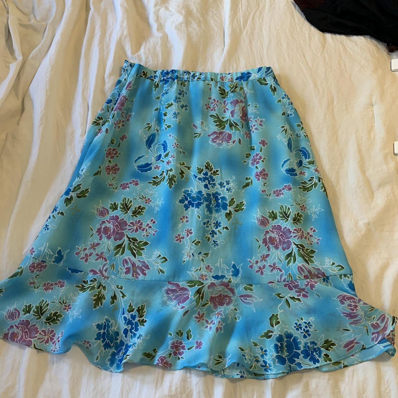 Coldwater Creek Women's Blue and White Skirt | Depop