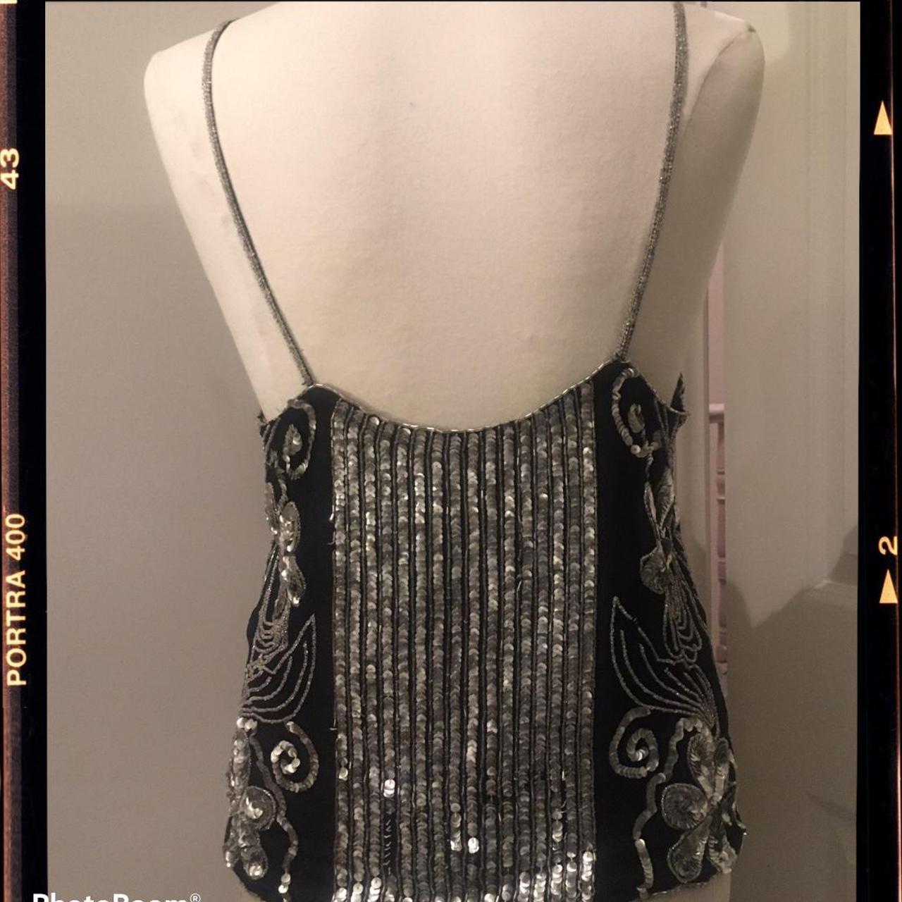 Unbranded Women's Black and Silver Vest Depop
