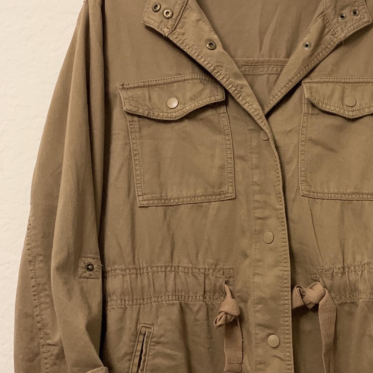 Vintage Tan oversized military utility jacket... - Depop