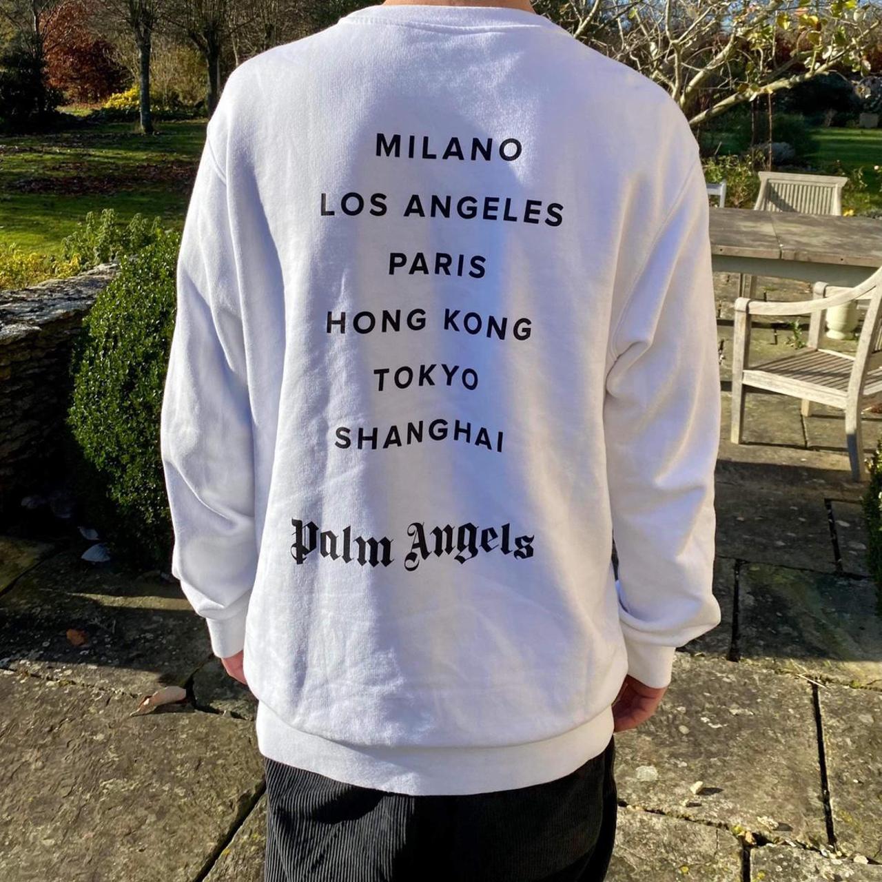 Palm Angels spray paint crewneck Size Medium Worn... - Depop