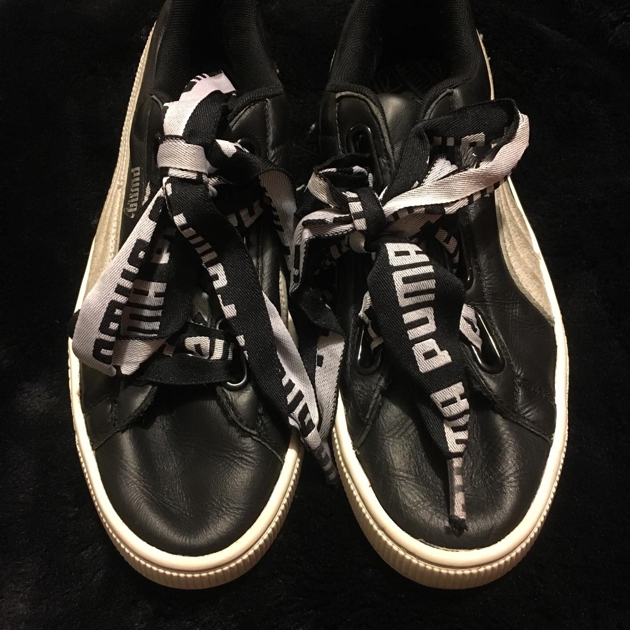 womens black puma basket trainers