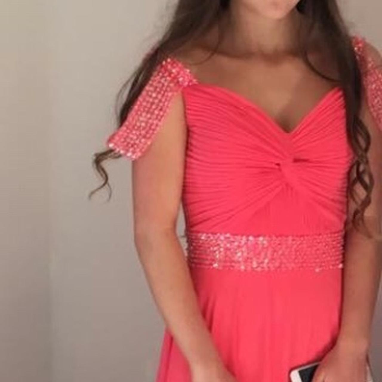 Beautiful coral prom dress, worn once and in perfect... - Depop