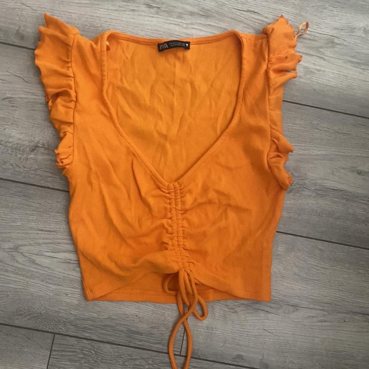 Cute bright orange crop top Zara Worn once perfect... - Depop