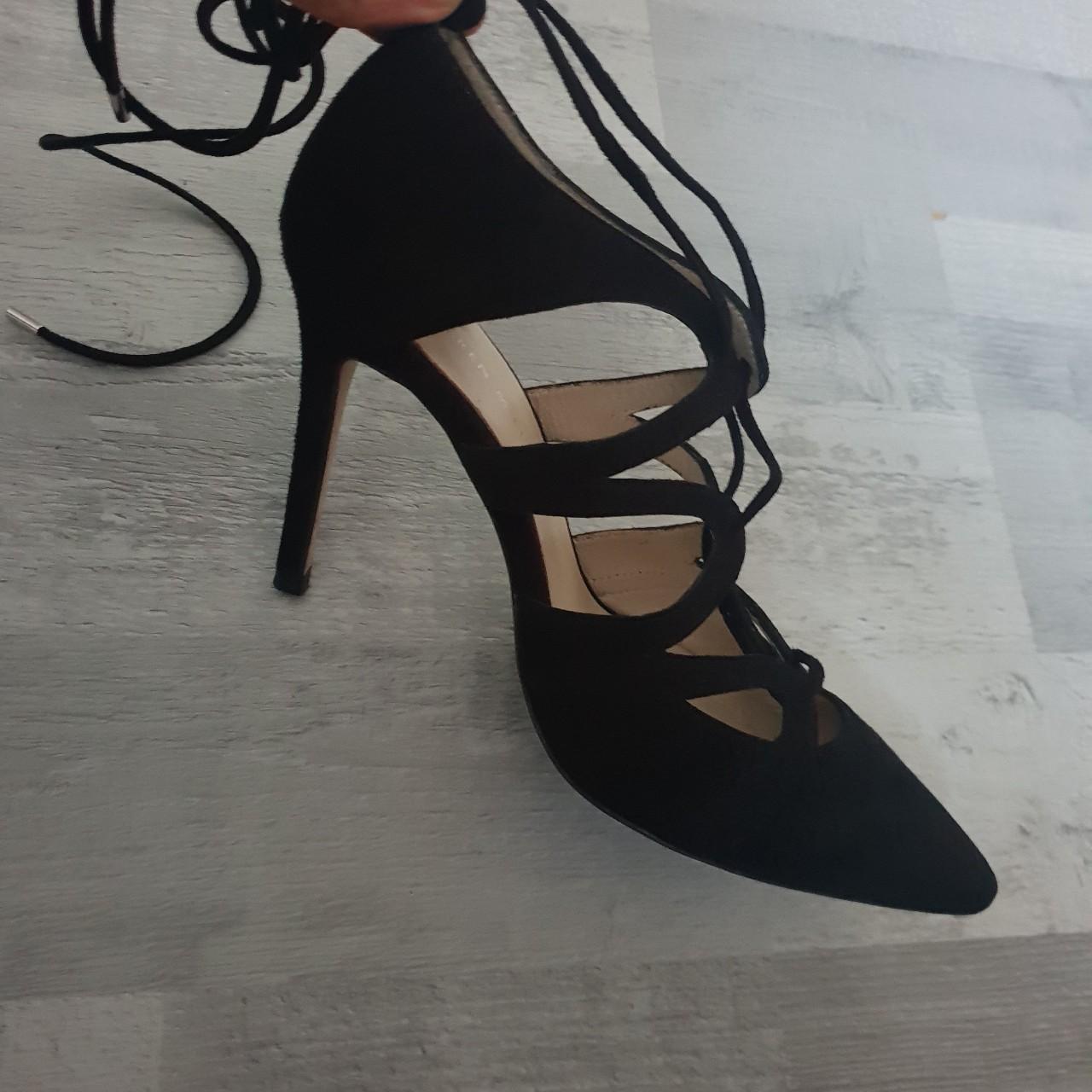 KAREN MILLEN SIZE 6.5 lace up cut heels only worn... - Depop