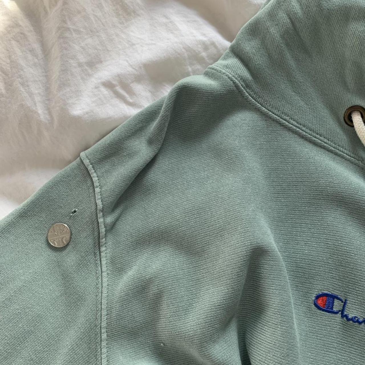 LIGHT BLUE CHAMPION HOODIE ️ Size Large ️ 8/10... Depop