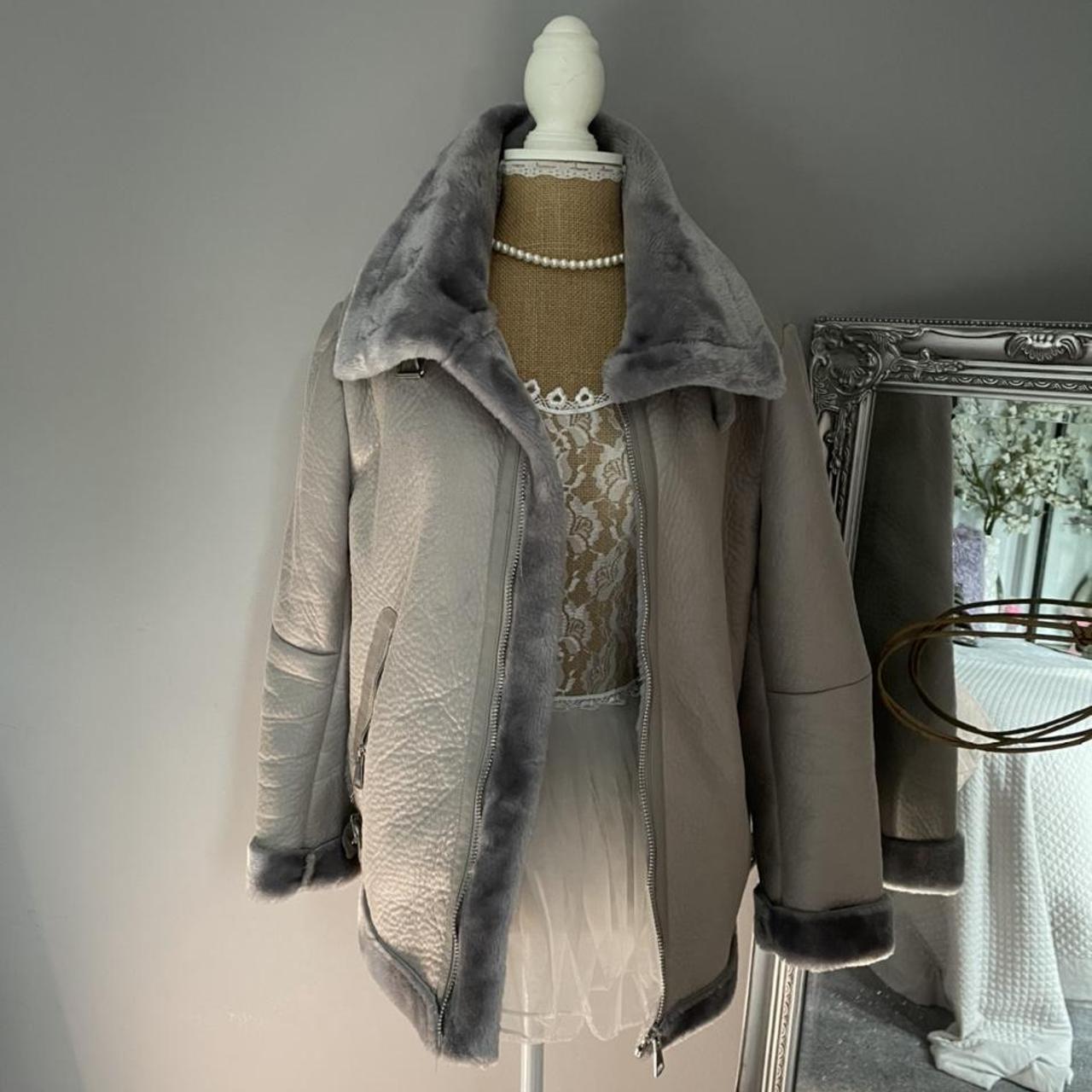 Grey Primark Aviator Style Jacket , size 8, worn but... Depop