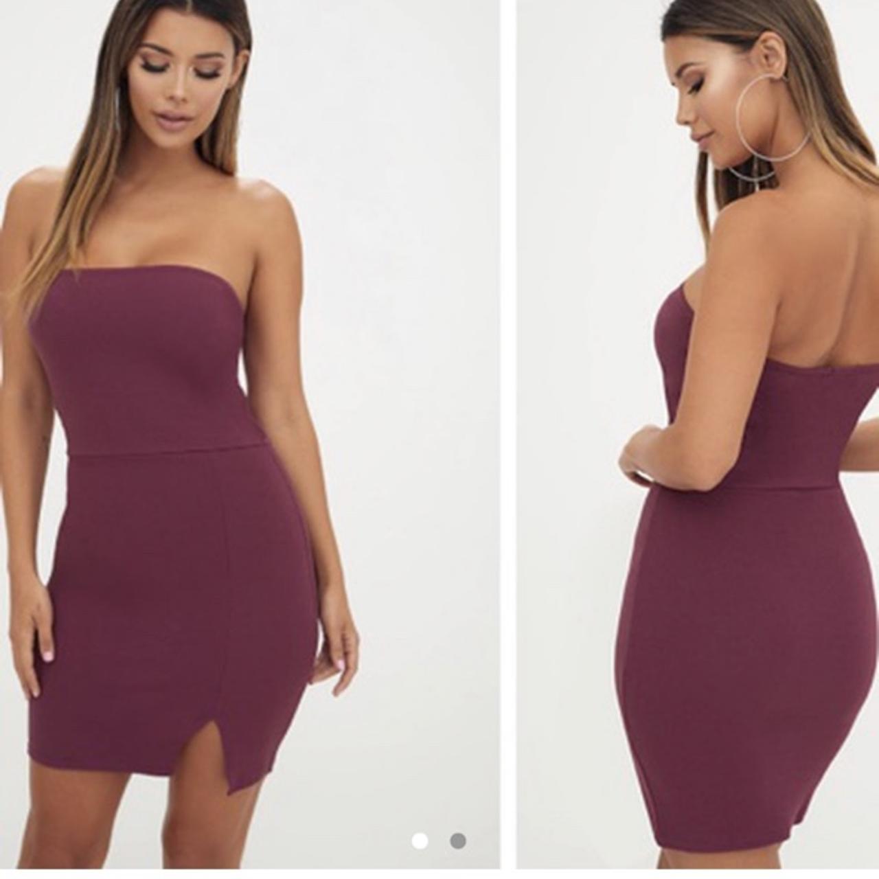 PLT strapless purple bodycon dress💜💜💜 Split seam on... - Depop