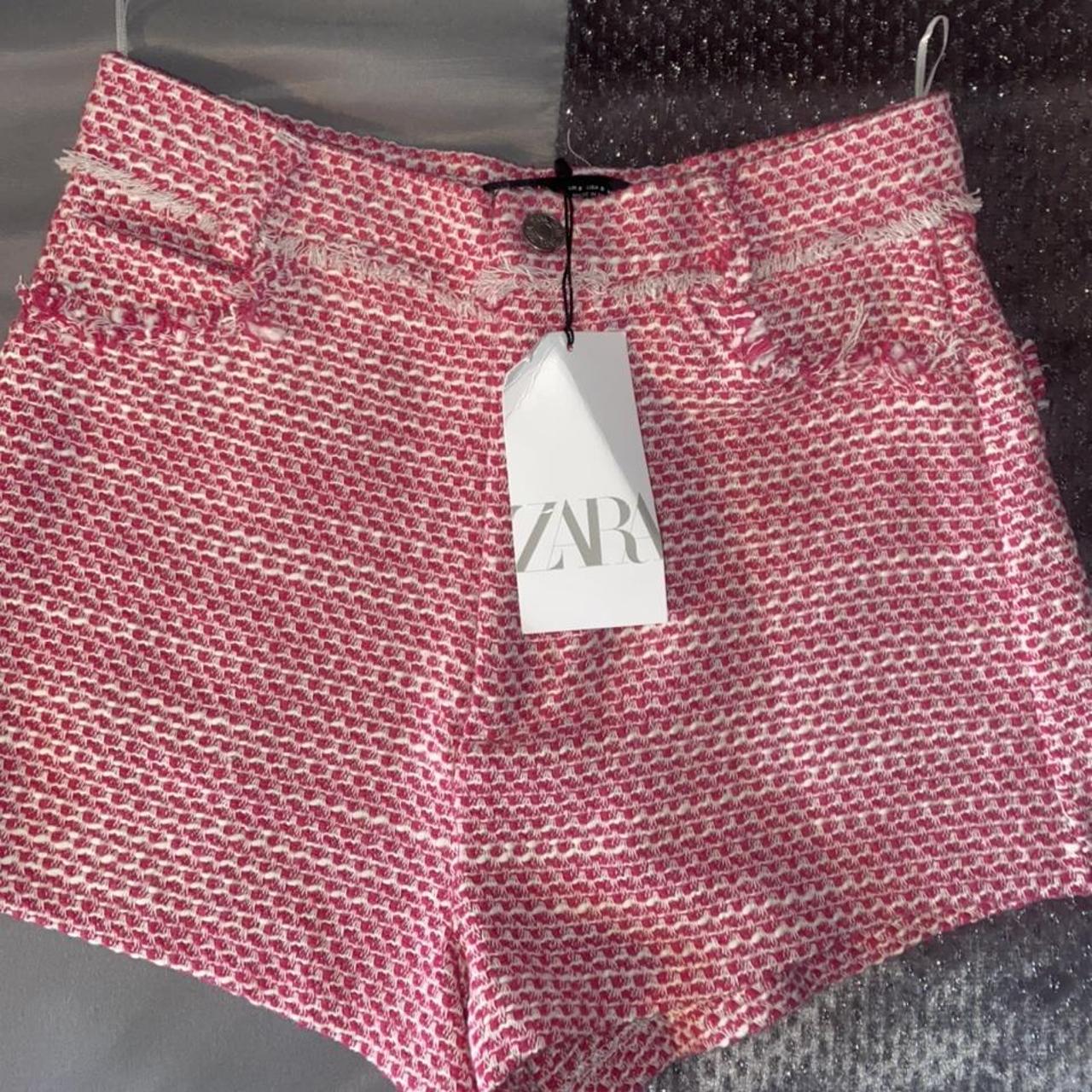 zara pink tweed shorts