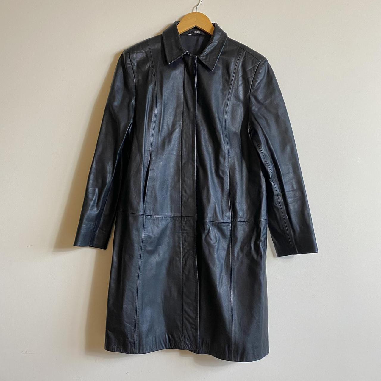 longline black leather jacket