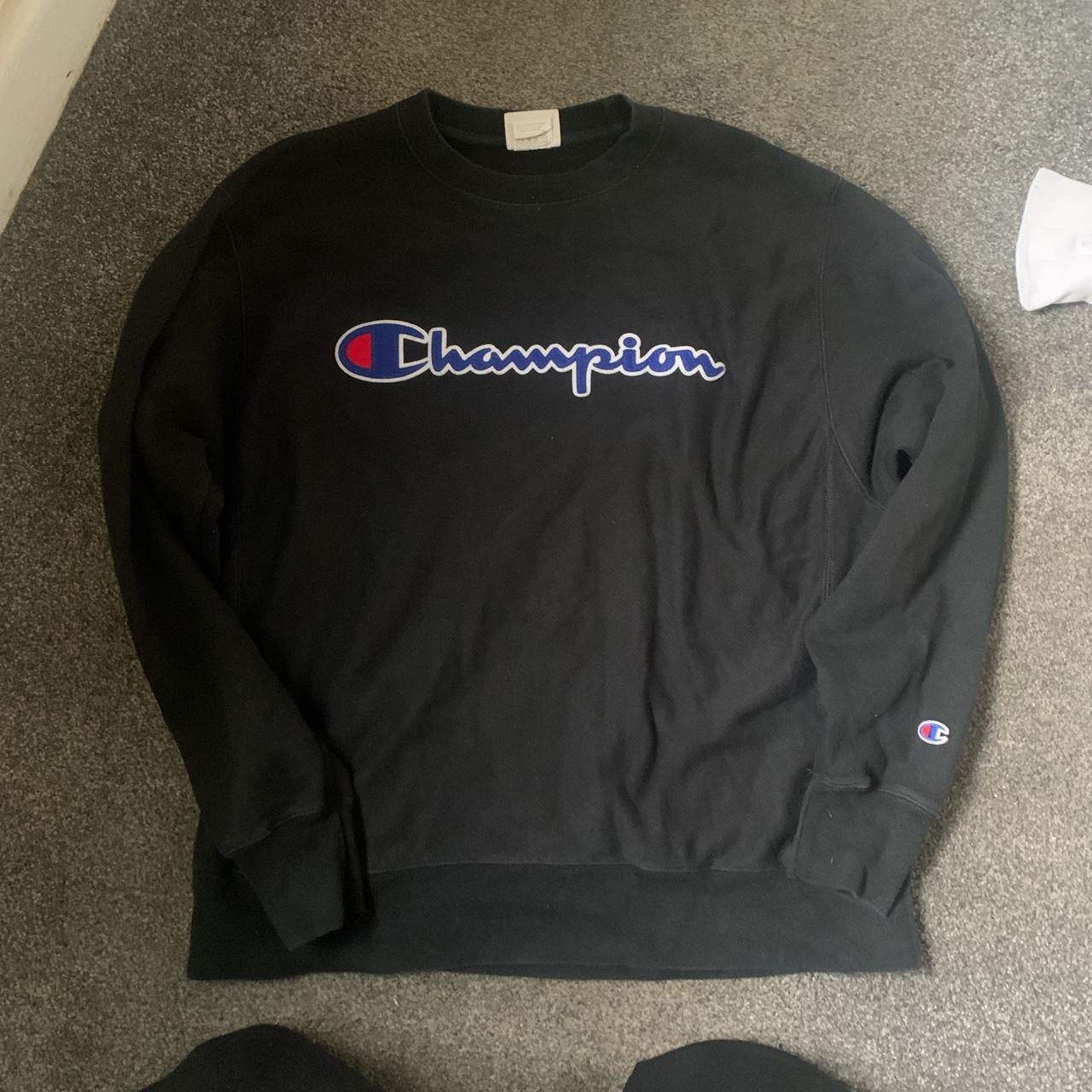 Champion crew neck black size L Reverse weave... - Depop