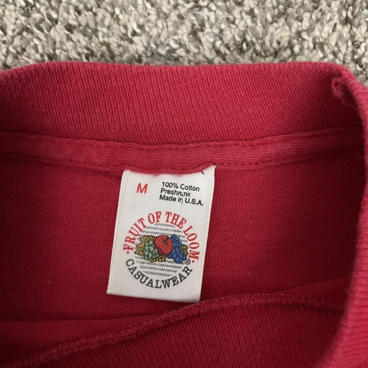 Vintage Fruit of the Loom Red Long Sleeve T-shirt... - Depop