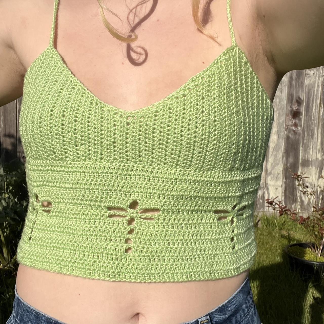 Green Dragonfly Crochet Top🐉🌿 -made & designed by me... - Depop