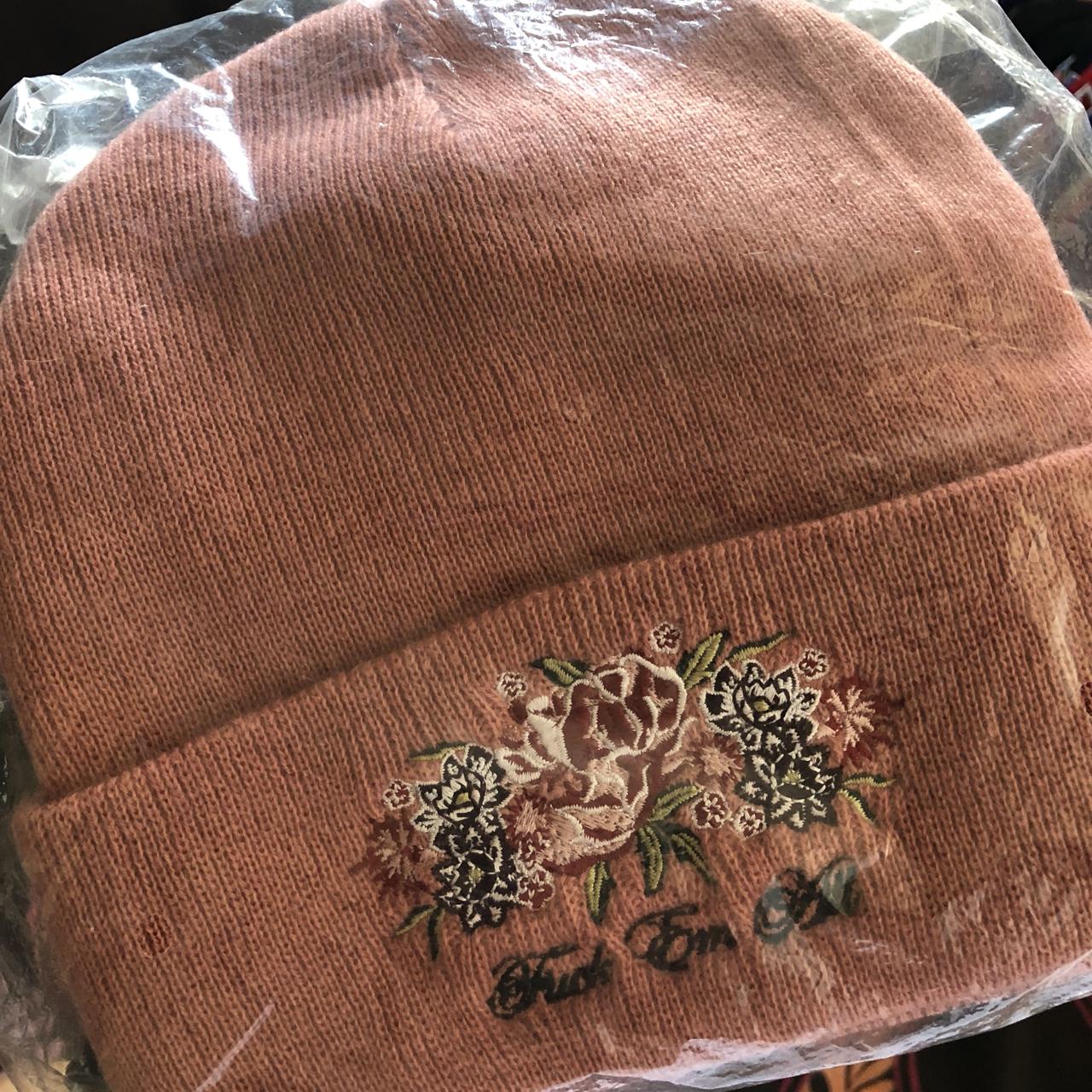 Supreme Fuck Em All Beanie Pink Brand New - Depop