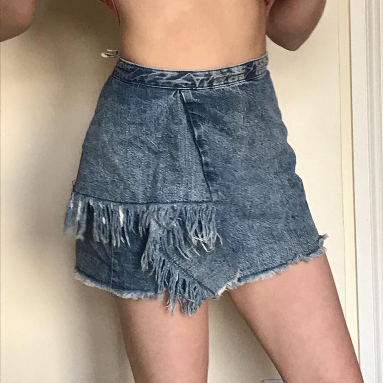 Denim ruffle skirt zara best sale