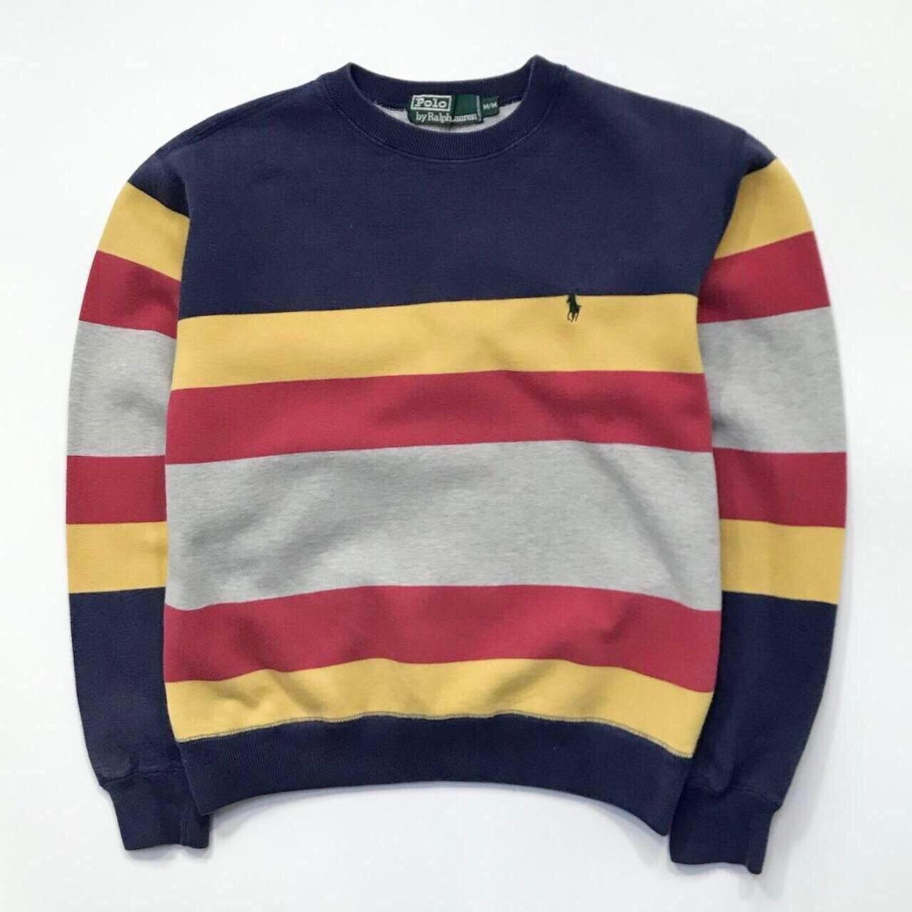 Ralph Lauren Women's Navy and Red Sweatshirt | Depop