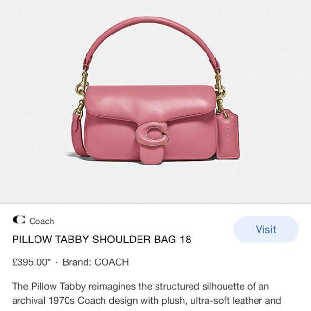 7748 COACH Tabby Shoulder Bag Signature TAN POWDER PINK