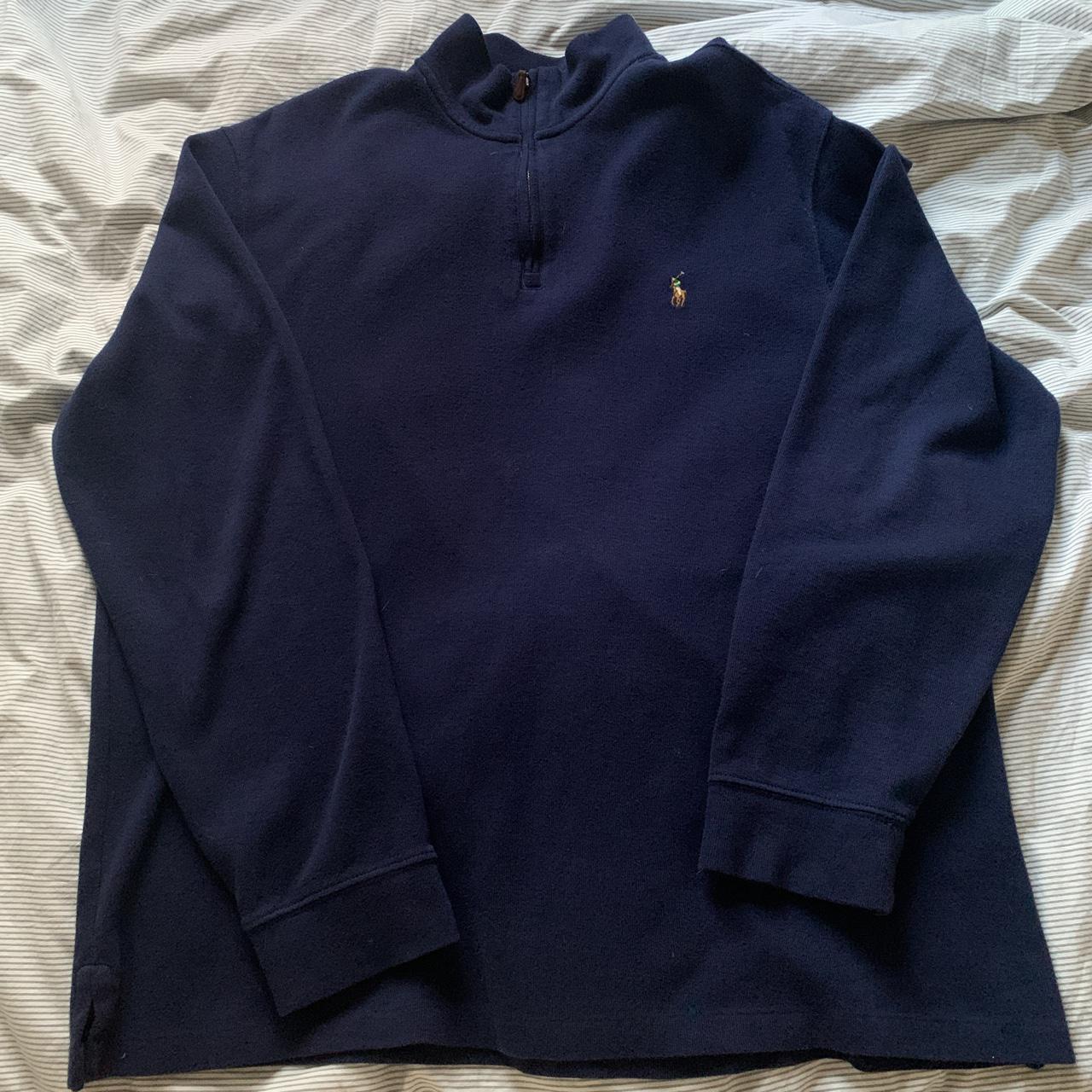 Vintage Polo Ralph Lauren navy blue quarter zip... - Depop