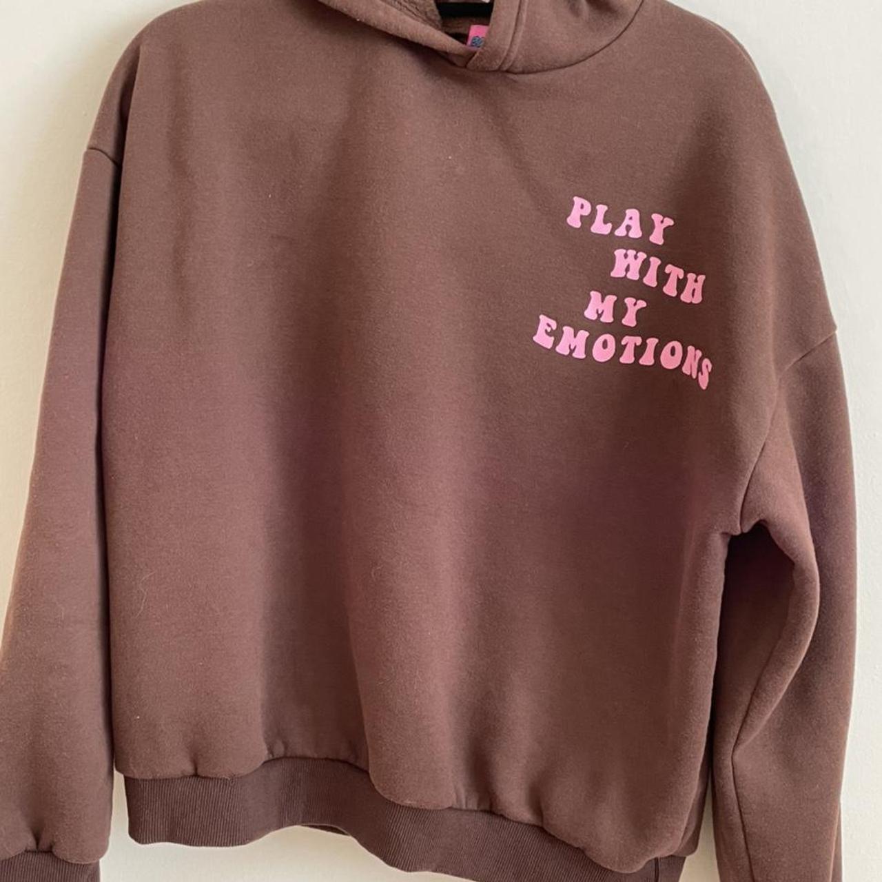 Edikted Women's Pink and Brown Hoodie Depop